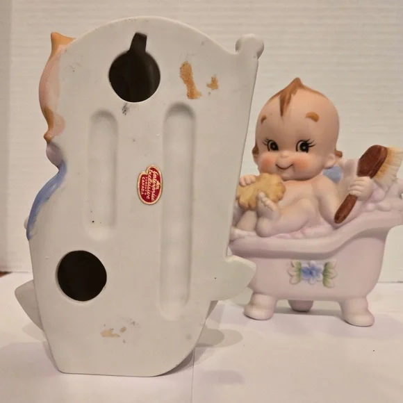 Vintage Lefton Baby Figurines Japan – Nursery Bathtub & Rocking Chair Set - Picture 6 of 6